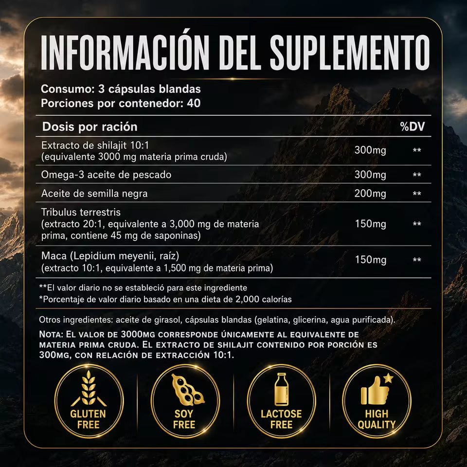 Shilajit + maca, 2 bolsas de 120 cápsulas
