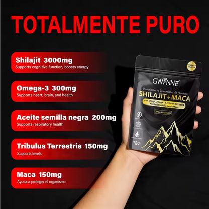 Shilajit + maca, 2 bolsas de 120 cápsulas
