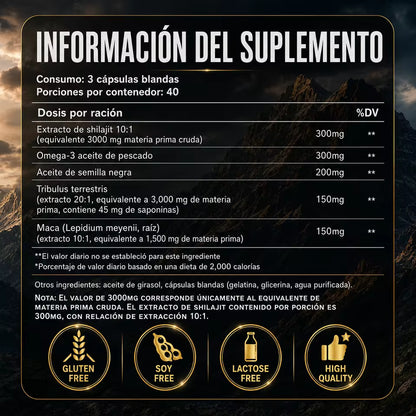 Shilajit + maca, 2 bolsas de 120 cápsulas