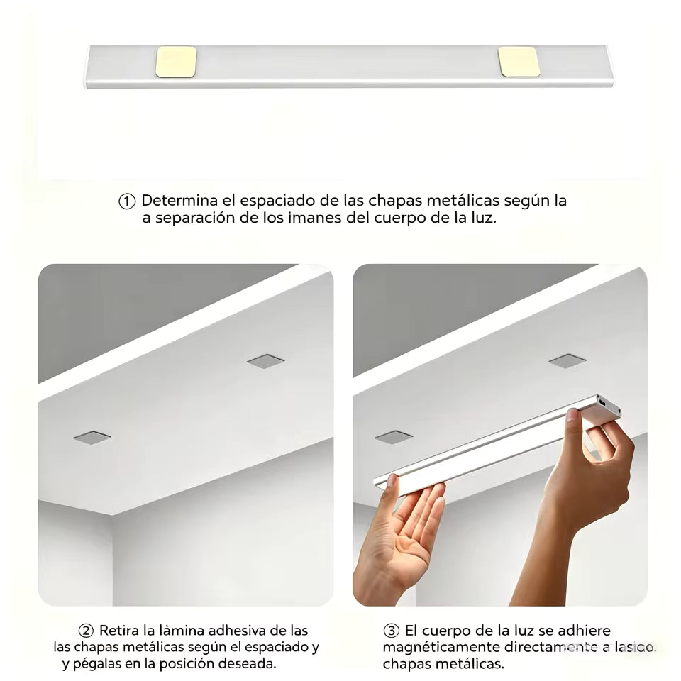 Barras LED magnéticas con sensor de movimiento, 4 piezas