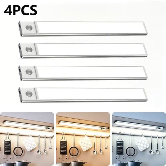 Barras LED magnéticas con sensor de movimiento, 4 piezas